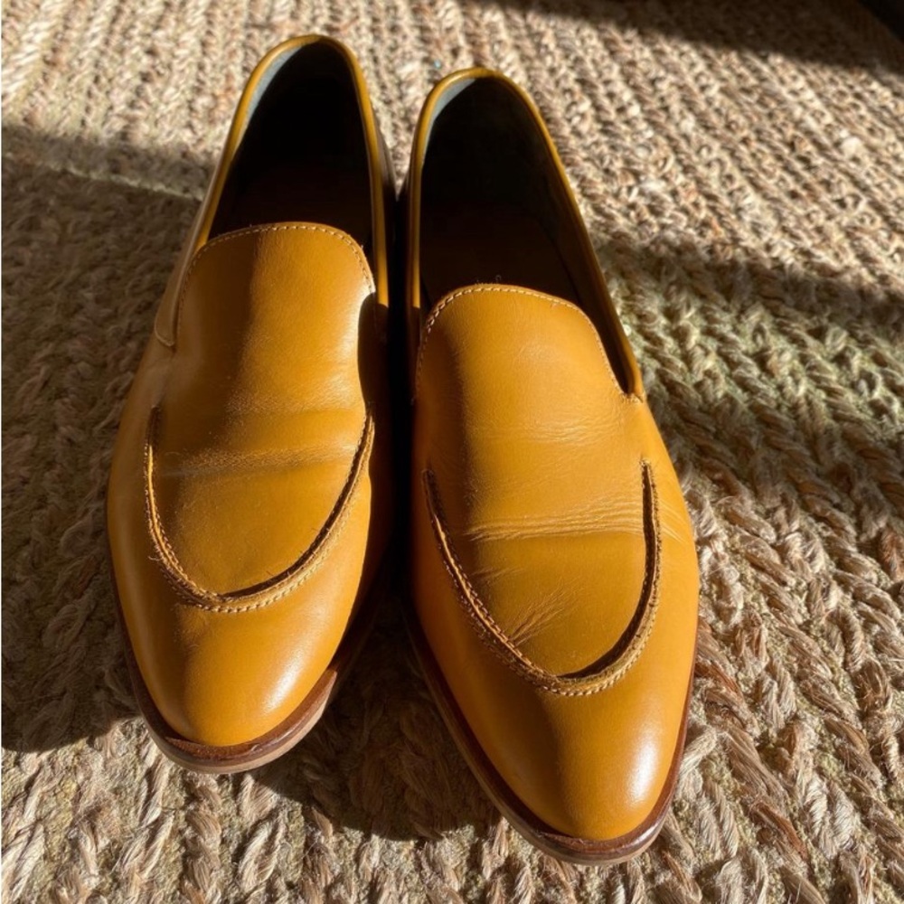 Everlane Mustard Camel Leather Modern Slip-On Loafers Reformation